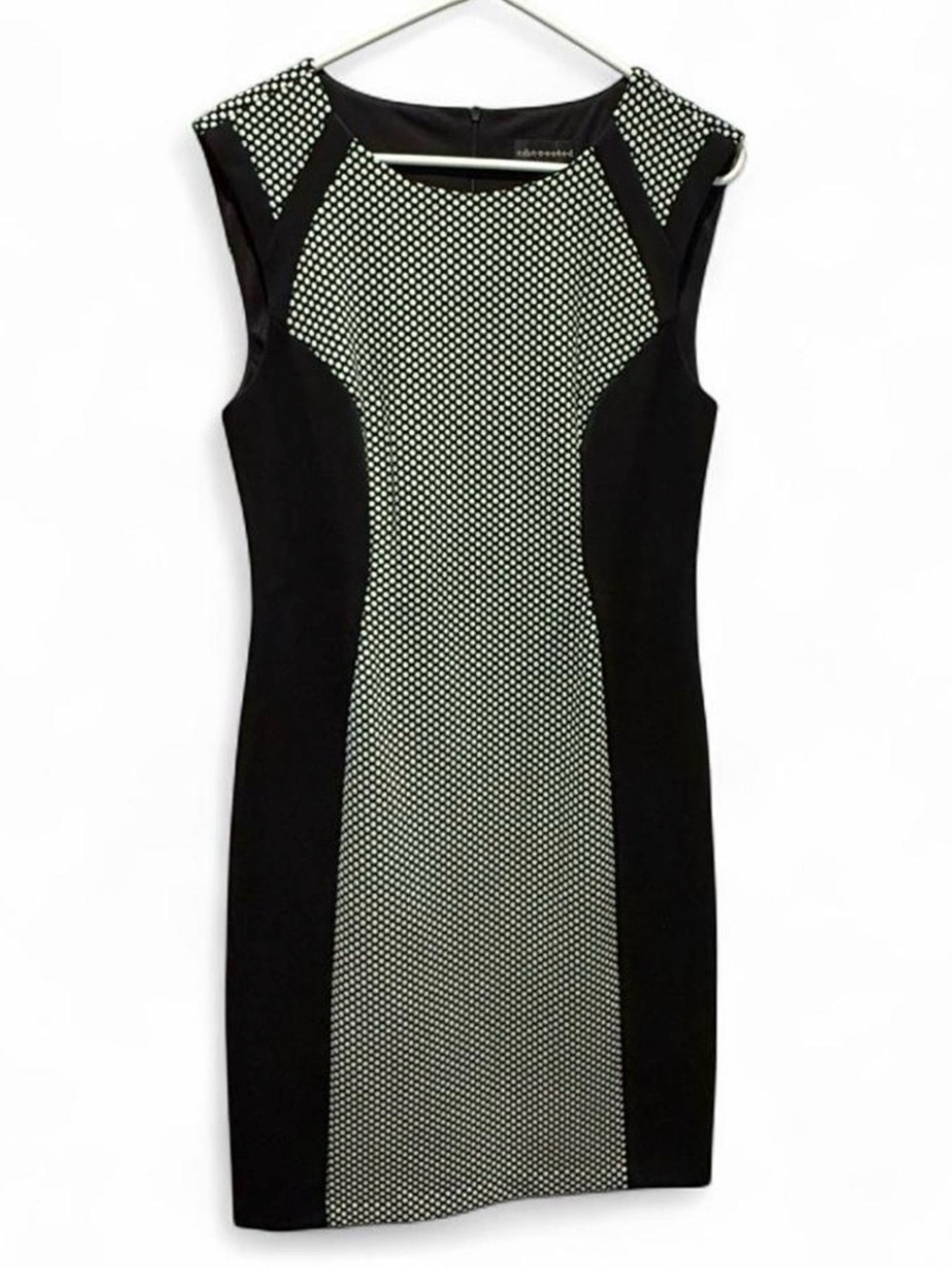 connected apparel Black and White Ponte Sheath Midi Dress